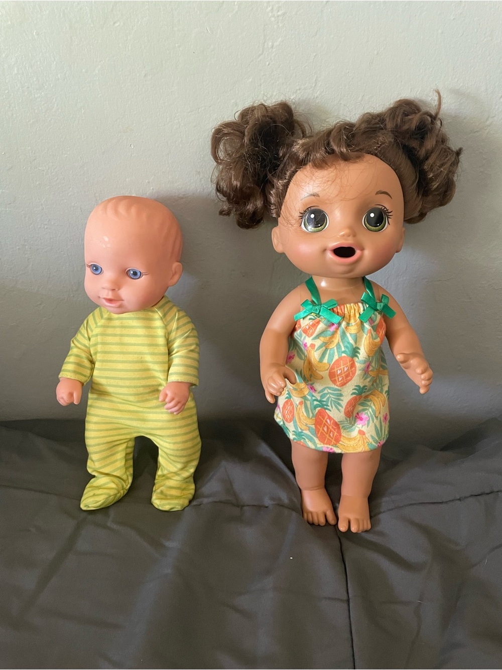 Hasbro Two-Piece Doll Set with Yellow-Green Stripes and Tropical Print Dress